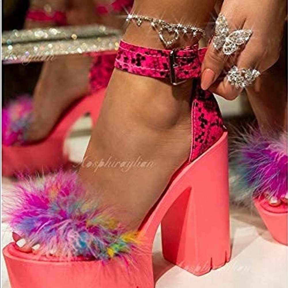Pink Platform Heel Sandals - Picture 6 of 6